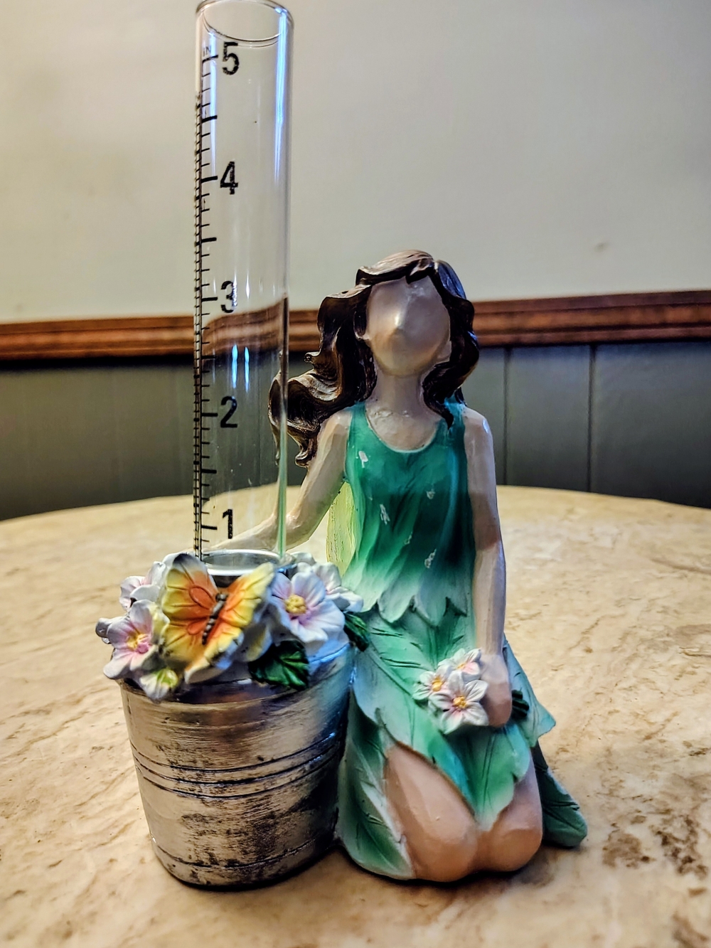 Fairy Garden Figurine Rain Gauge - Elegant Floral Accent